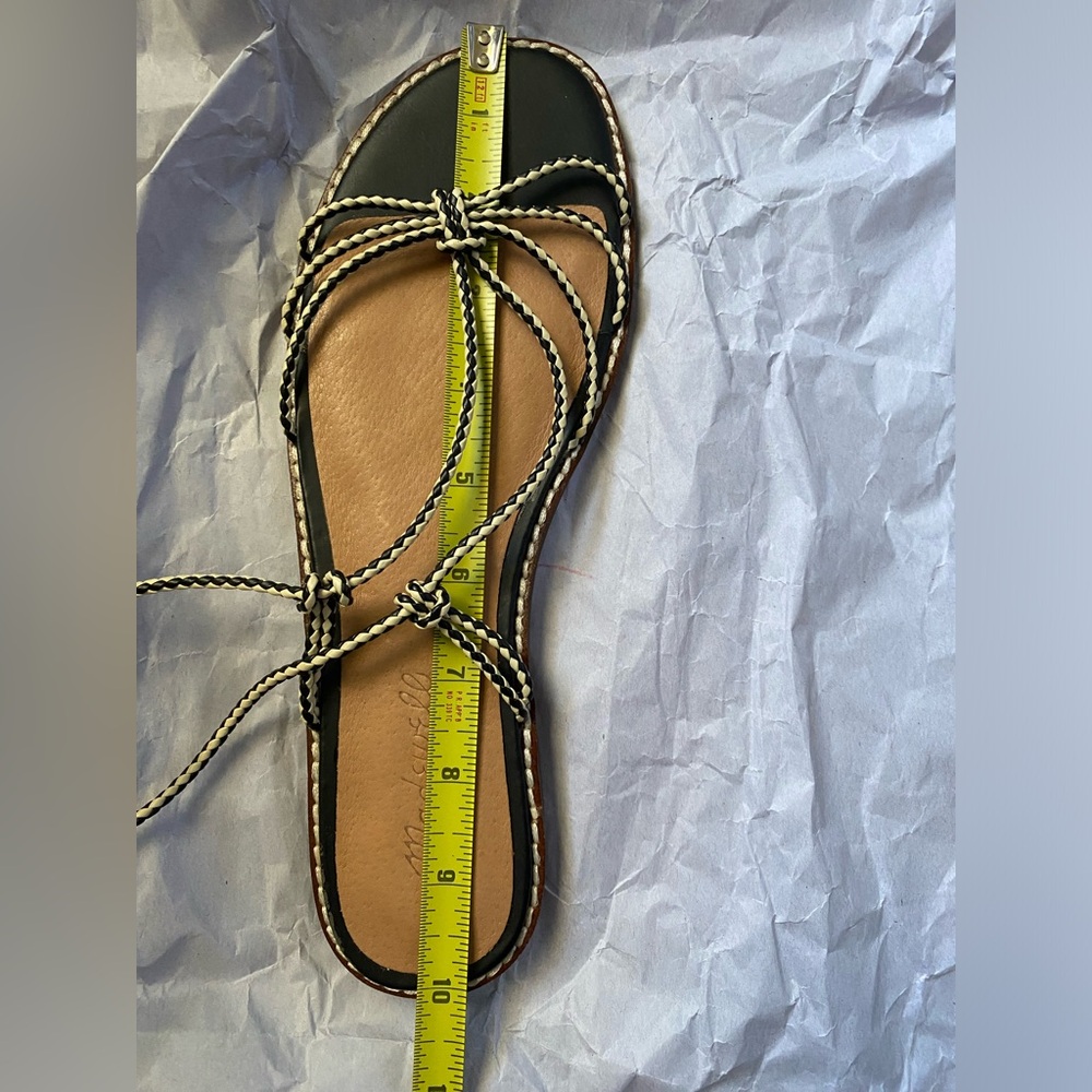 Madewell black and white leather lace up sandal sz 8 - Picture 7 of 8